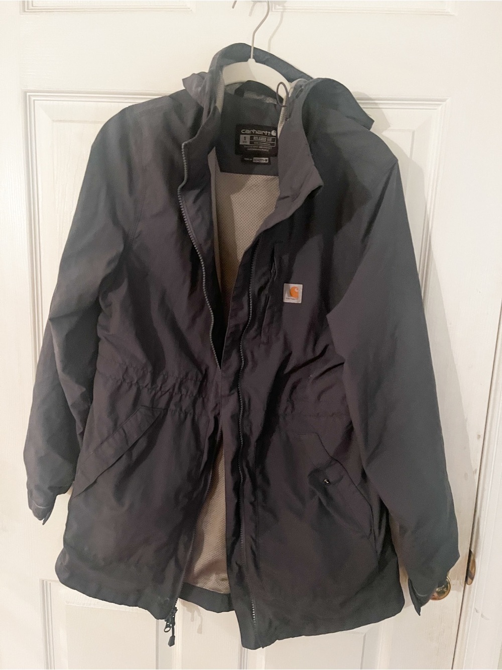 Carhartt Women’s Bluish Grey Hooded Rain Jacket